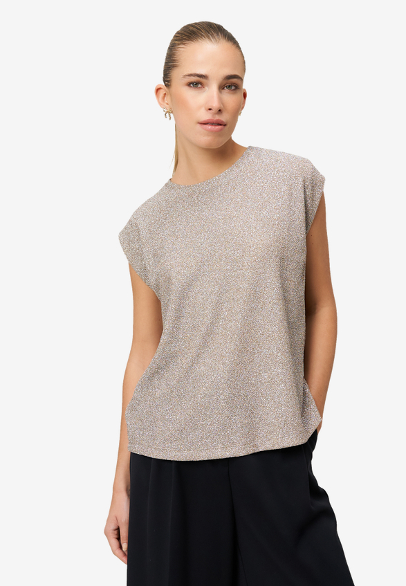 Glitzer-Shirt mit Rundhalsausschnitt / Modellfoto Vorderseite