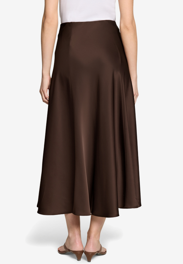 Satinrock  Maxi mit Gummibund  / Modellfoto Rückseite