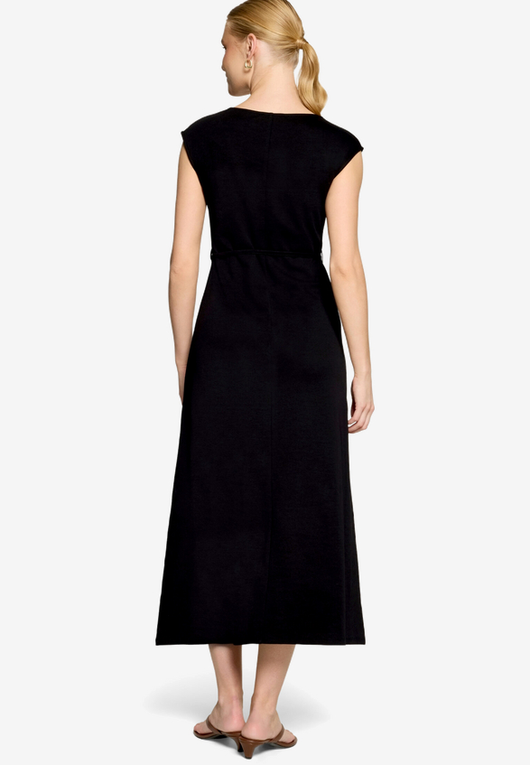 Jerseykleid  Maxi mit Bindegürtel / Modellfoto Rückseite