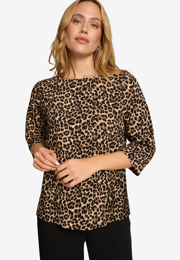 Leobluse mit Rundhalsausschnitt / Modellfoto Vorderseite