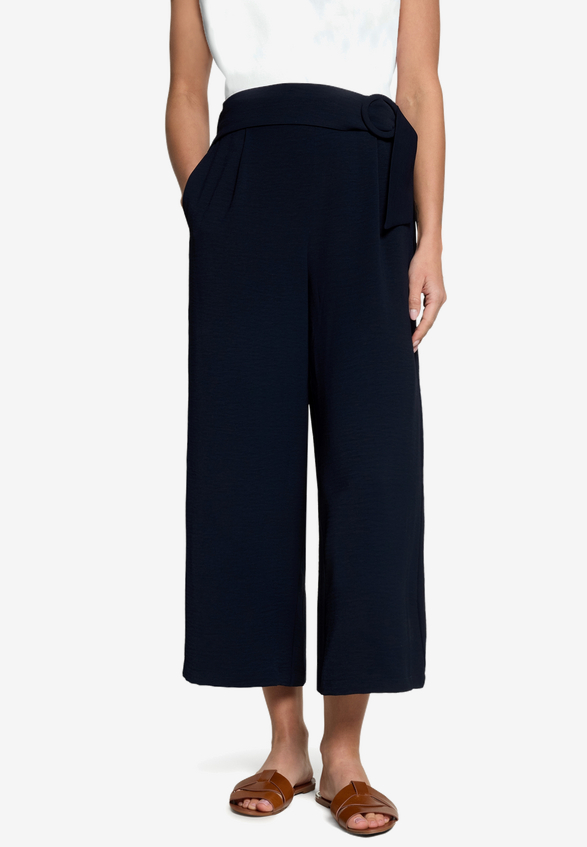 Stoffhose  7/8 Länge mit Schnalle / Modellfoto Vorderseite