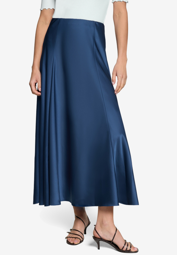 Satinrock  Maxi mit Gummibund  / Modellfoto Vorderseite