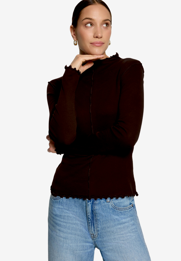 Langarm-Shirt mit Kräuselsaum / Modellfoto Vorderseite