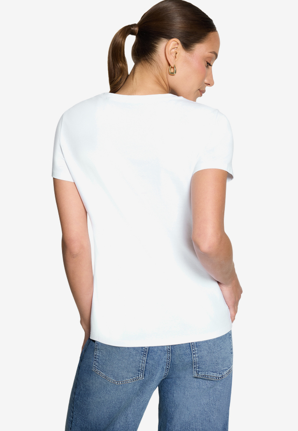 T-Shirt mit Frontprint / Modellfoto Rückseite