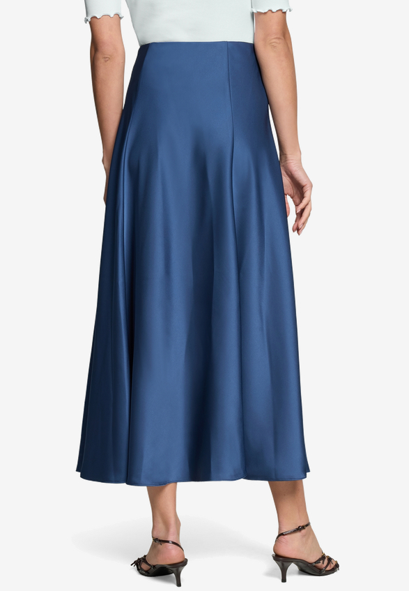 Satinrock  Maxi mit Gummibund  / Modellfoto Rückseite