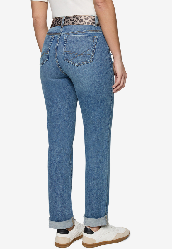 Jeans  mit Leo-Gürtel Style Orlando 28 Inch  / Modellfoto Rückseite