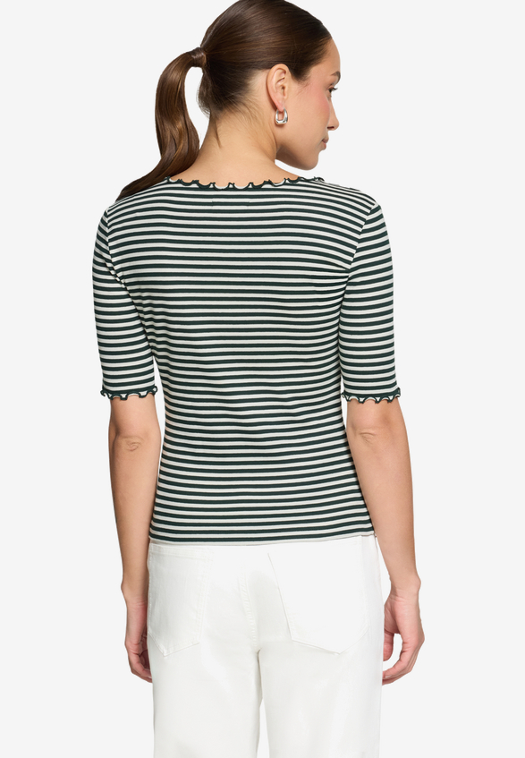 Shirt gestreift mit Raffung / Modellfoto Rückseite