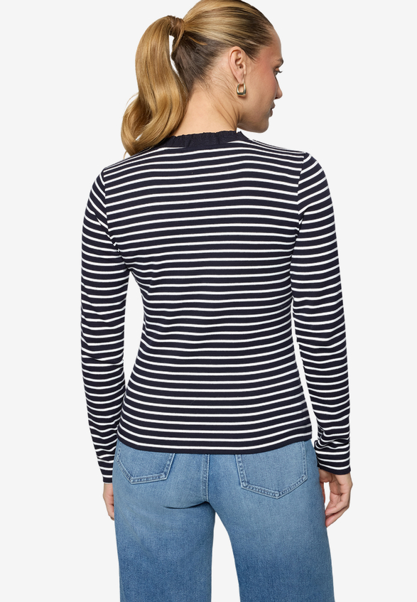Ringelshirt mit Knopfleiste / Modellfoto Rückseite