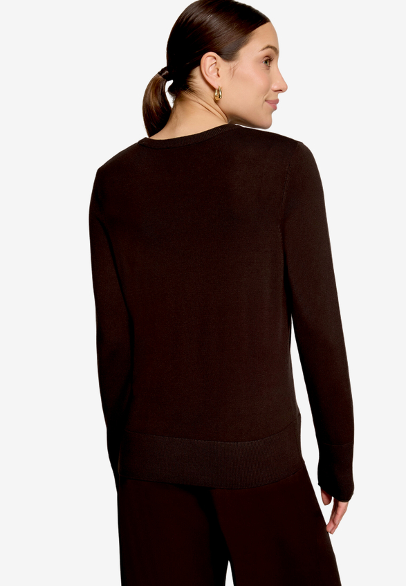 Basic-Pullover  mit Rundhalsausschnitt  / Modellfoto Rückseite