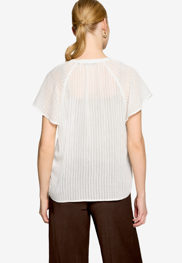 Bluse transparent mit V-Ausschnitt  / Modellfoto Rückseite