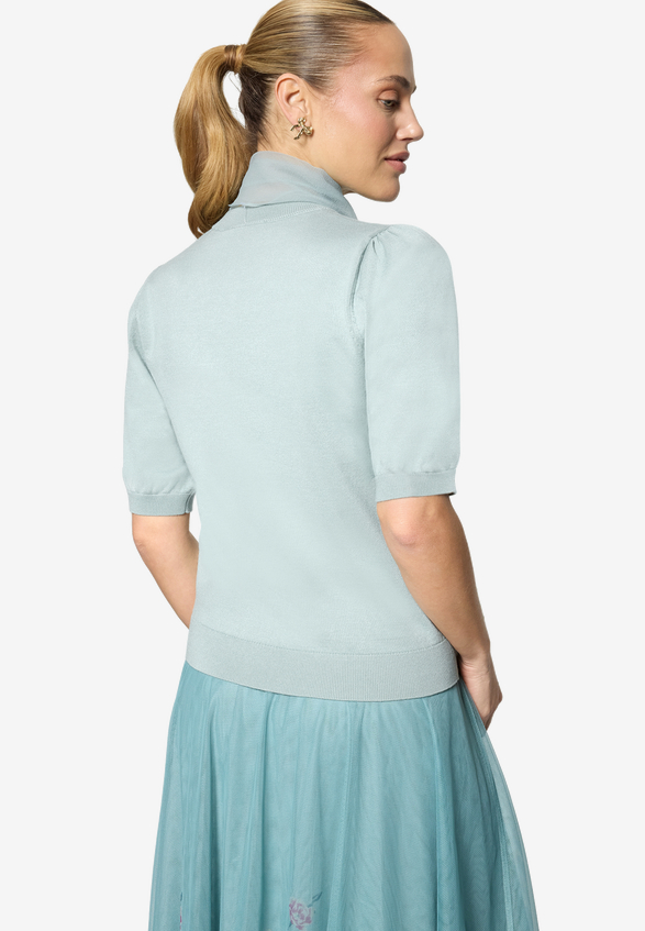 Kurzarmpullover  mit Schleife  / Modellfoto Rückseite