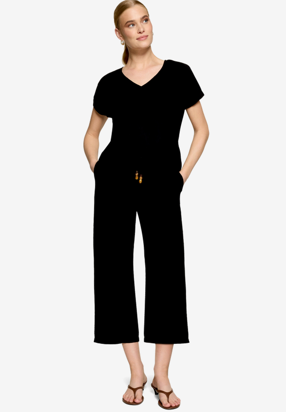 Stoffhose 7/8 mit Bindedetail  / Modellfoto Vorderseite (Outfit)