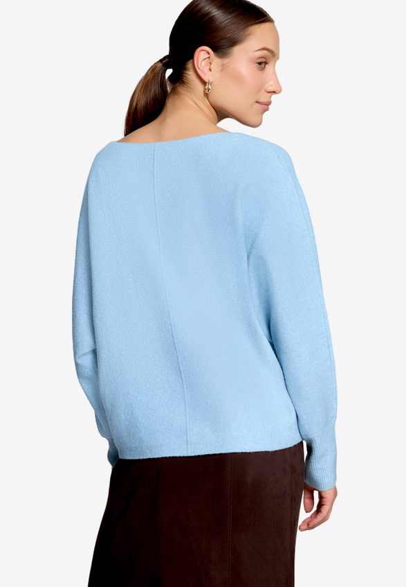 Strickpullover mit Fledermausärmeln mit Fledermausärmeln / Modellfoto Rückseite