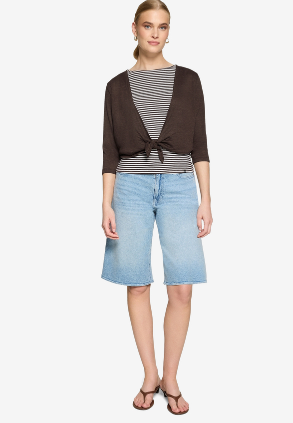 Bolero 3/4 Arm zum Binden  / Modellfoto Vorderseite (Outfit)