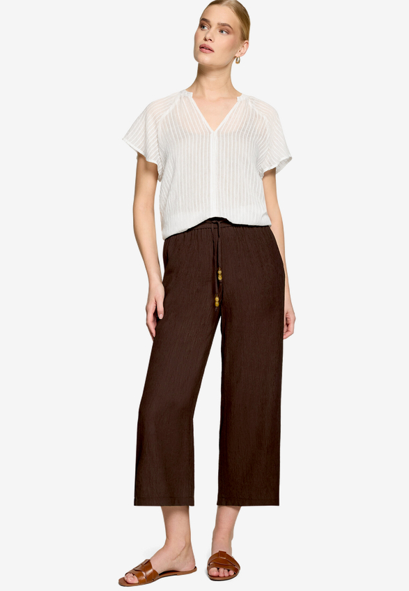 Bluse transparent mit V-Ausschnitt  / Modellfoto Vorderseite (Outfit)