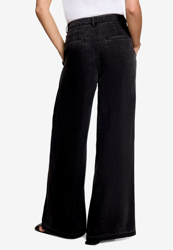 Wideleg-Hose mit Bundfalten  / Modellfoto Rückseite