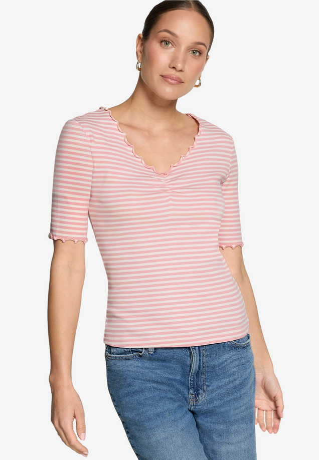 Shirt gestreift mit Raffung / Modellfoto Vorderseite